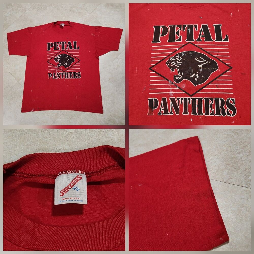 VTG 80s Petal Panthers Mississippi Mens XL Single Stitch Graphic T Shirt USA‎
